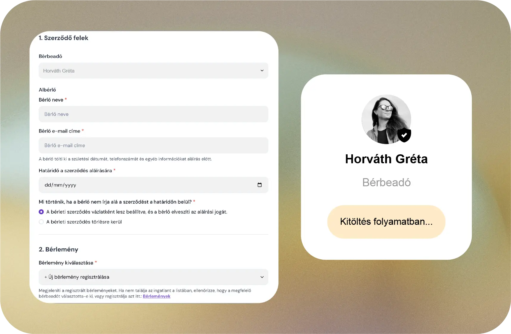 Szabd személyre a bérleti szerződést